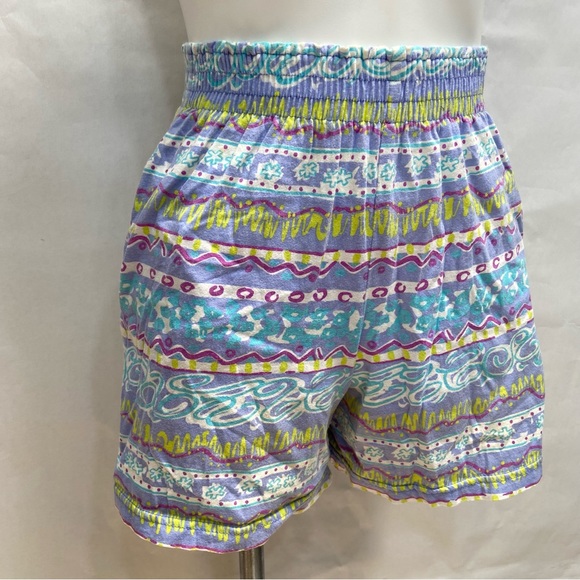 VINTAGE 80s RARE OP OCEAN PACIFIC PRINTED HIGH RISE PULL ON COTTON SHORTS - Picture 3 of 16